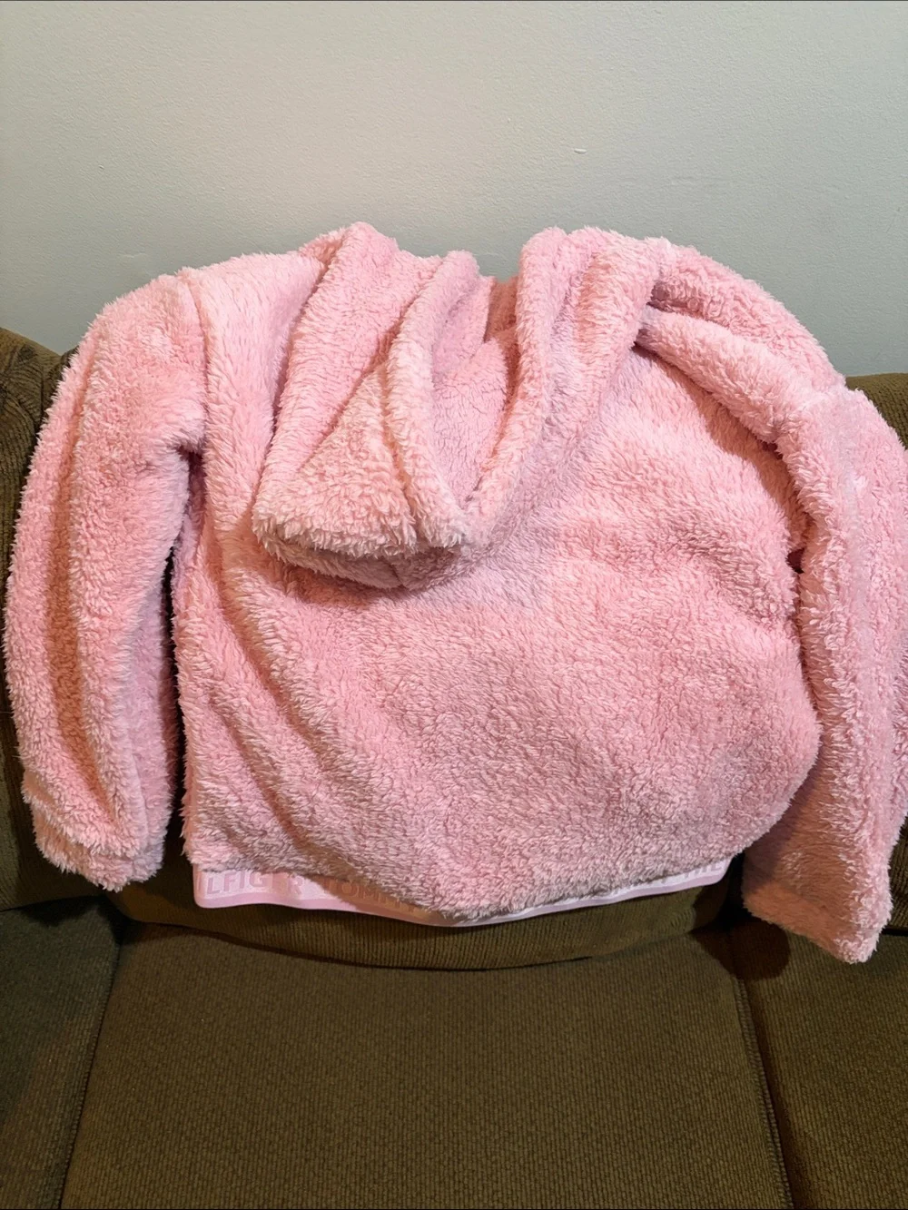 Tommy Hilfiger Light Pink Plush Zip-Up Hoodie